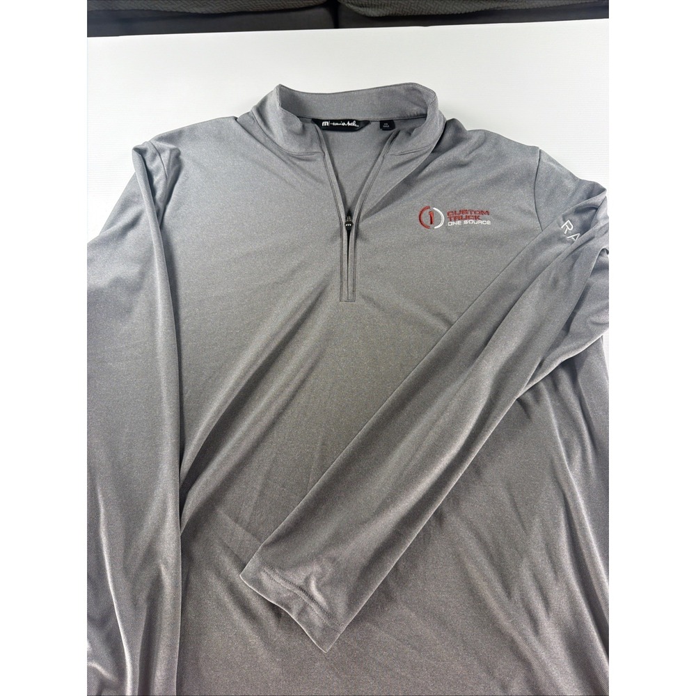 TravisMathew Men's 2XL Gray 1/4 Zip Golf Pullover Custom Truck One Source